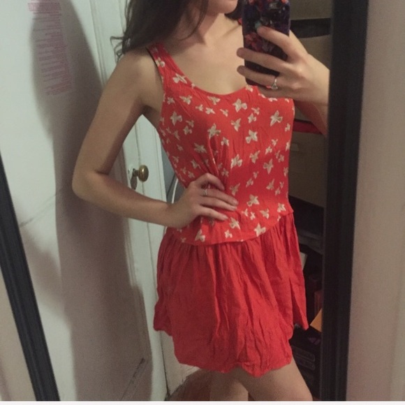 👑 orange coral sparrow bird drop waist dress fly free - Picture 8 of 8